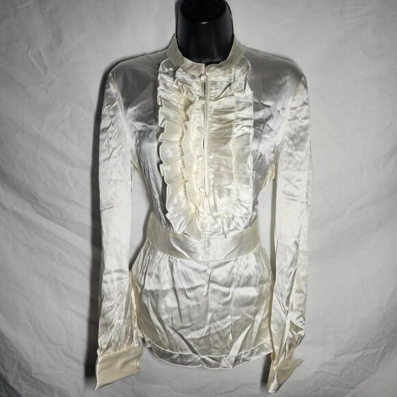 Moda International Tops - Vintage y2k 90s silk white coquette Victorian vampire top